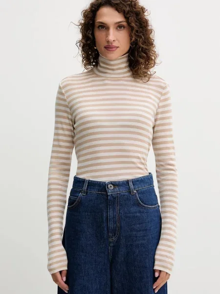 Majica dugih rukava s dodatkom vune MM BLASY s dolčevitom bež