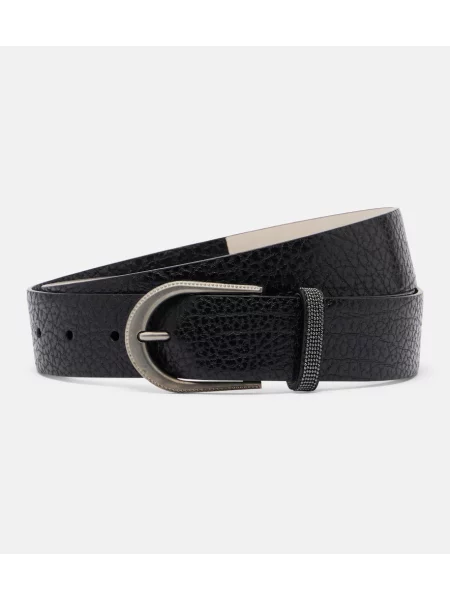 Cu centură curea Brunello Cucinelli din piele negru