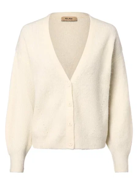 MOS MOSH Kardigan z zawartością alpaki MMThora Kobiety Wełna jednolity S biały