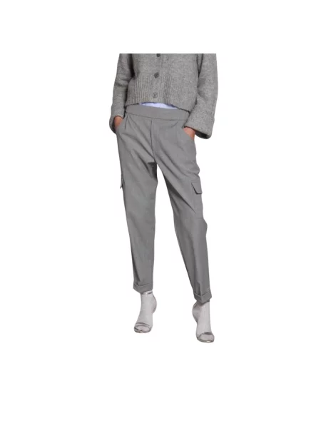 Spodnie cargo Mason's wełniane w kolorze melanż szare