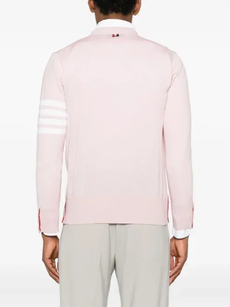 Πλεκτή ζακέτα Thom Browne με λαιμόκοψη v ροζ