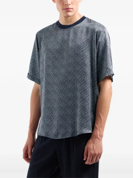 Tricou Giorgio Armani de mătase cu imagine negru