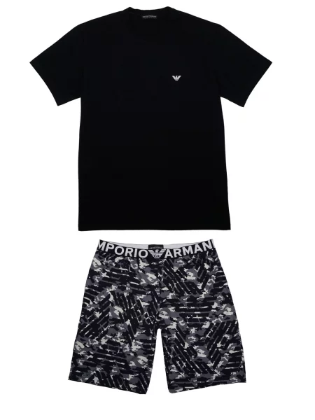 Emporio Armani Pijama scurtă gri / gri deschis / negru alb