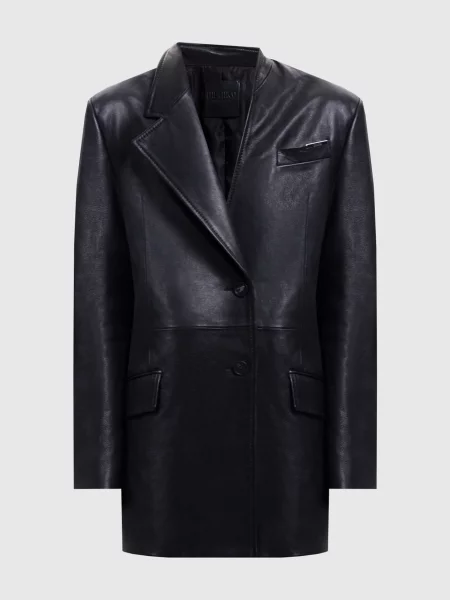 Шкіряний жакет з логотипом The Attico чорний