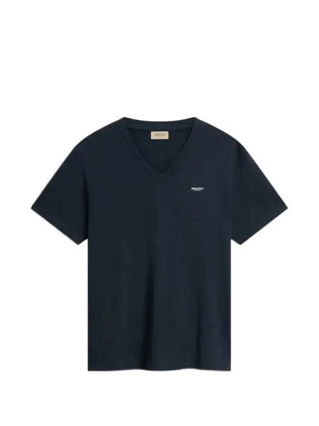 Tricou Woolrich cu decolteu în V albastru