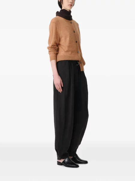 Cardigan Studio Nicholson cu decolteu rotund maro