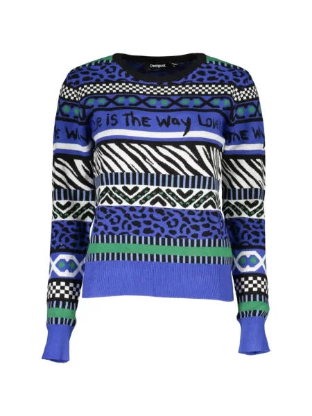 Pulover Desigual cu imagine cu imprimeu geometric albastru