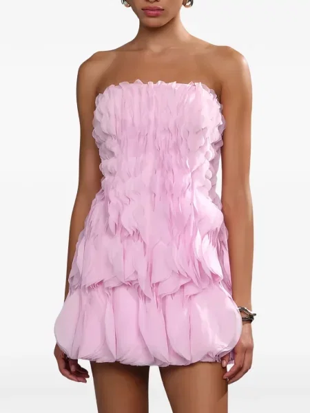 Rochie mini Amur cu volane fără bretele roz