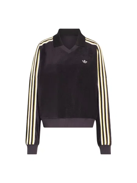 ADIDAS ORIGINALS Sweater majica TERRY TOWEL V NECK LONG SLEEVES Polo žuta / crna bijela