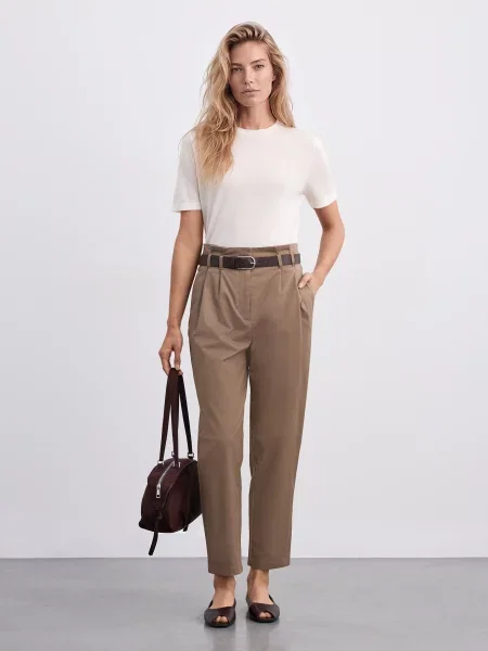 Mohito Paperbag stiliaus kelnės žalia
