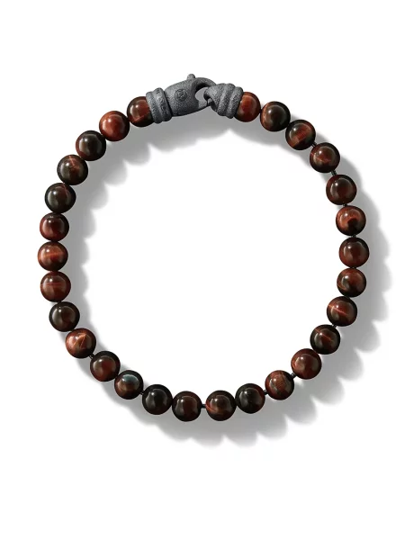 Brăţară David Yurman cu dungi de tigru cu mărgele roșu