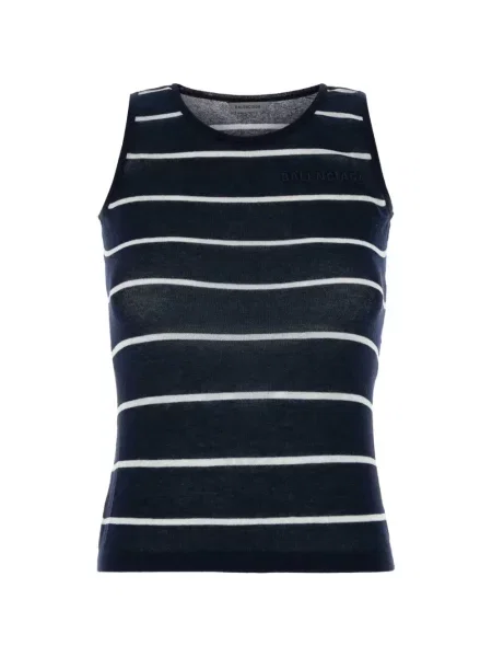 Top Balenciaga cu broderie albastru