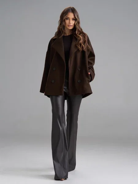 Пальто ISSA Plus темно-коричневий кашемір коричневе