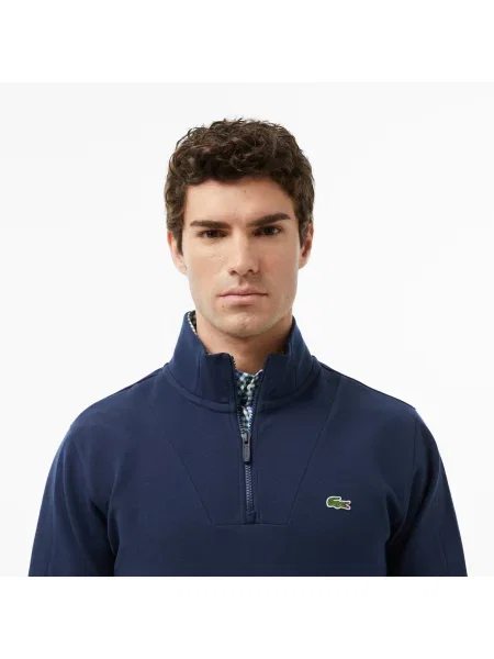 Lacoste Bluza Half Zip Classic Fit Granatowa niebieski