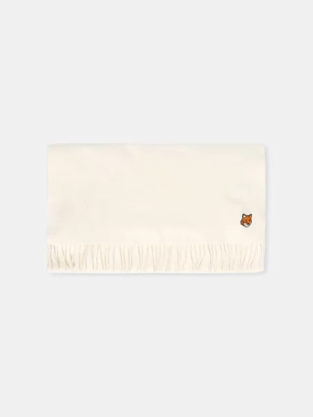 Maison Kitsuné Μάλλινο κασκόλ Fox Head μπεζ