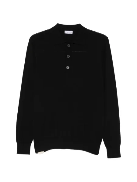 Lung tricou polo éphémère negru