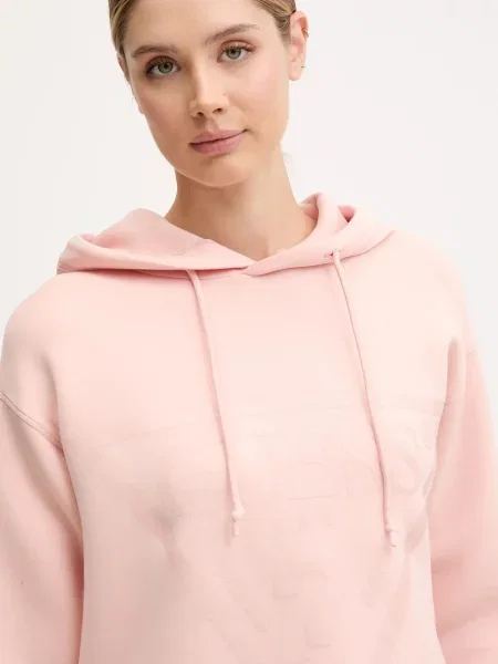 Свитер Guess с капюшоном с принтом розовый