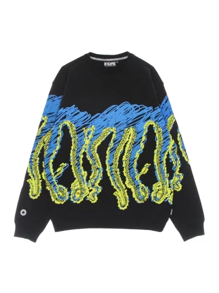 Lekka bluza Octopus z okrągłym dekoltem z logo czarna