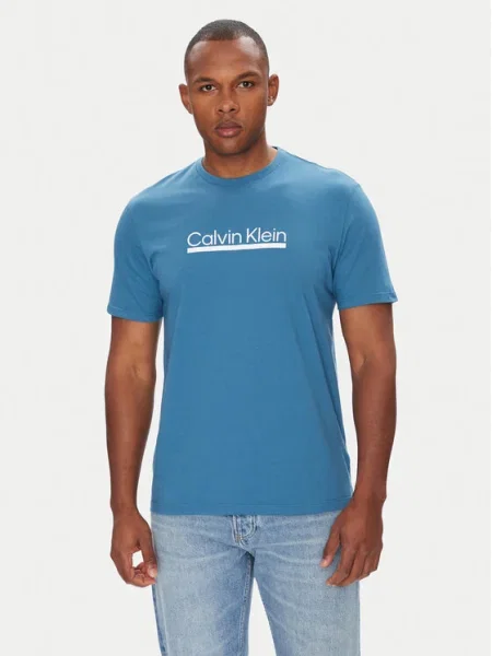 Calvin Klein Tricou azur / alb albastru