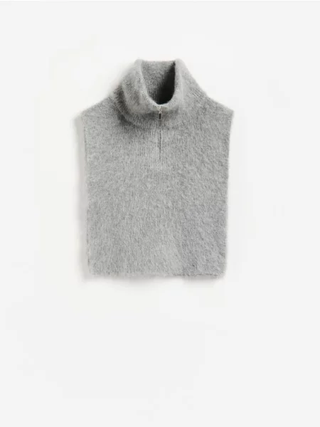 Reserved Poncho cu un amestec de alpaca și lână gri-neutru gri