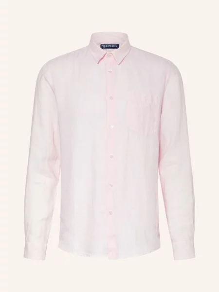 Vilebrequin Lněná Košile Slim Fit světle růžová