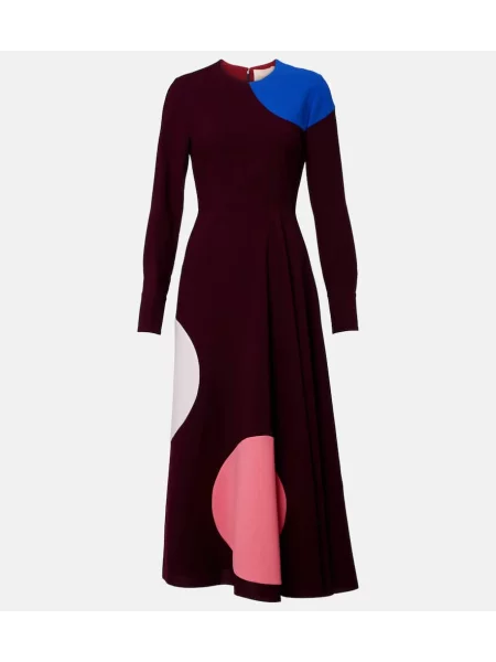 Oblekové midi šaty Roksanda s potlačou po kolená vínová