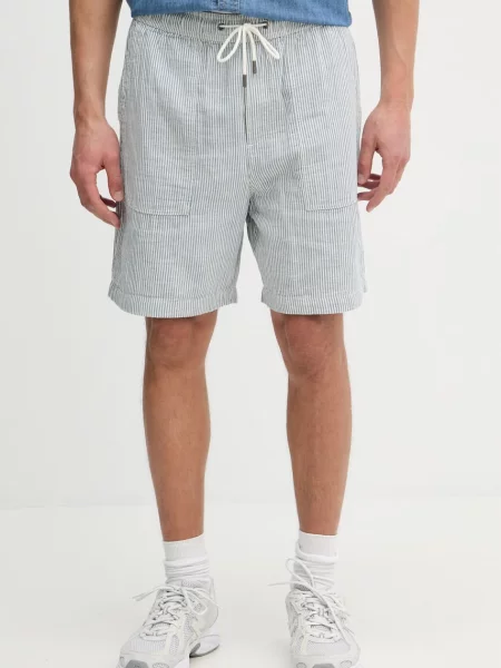 Guess Jeans σορτς ανδρικά με πρόσμιξη λινού μπλε