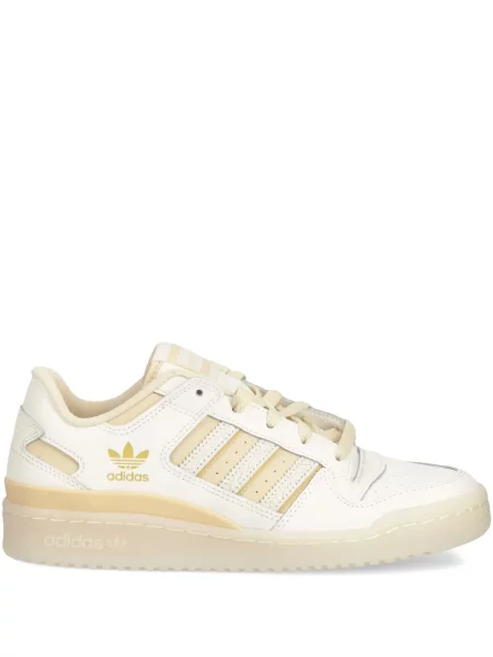 Pruhované oblekové kalhoty Adidas s výšivkou bílé