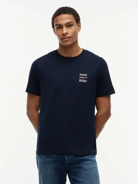 TOMMY HILFIGER Tricou negru alb