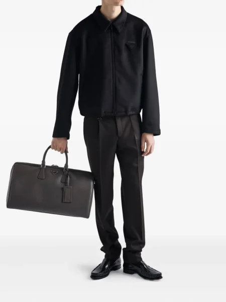 Pantaloni Prada de lână plisate maro