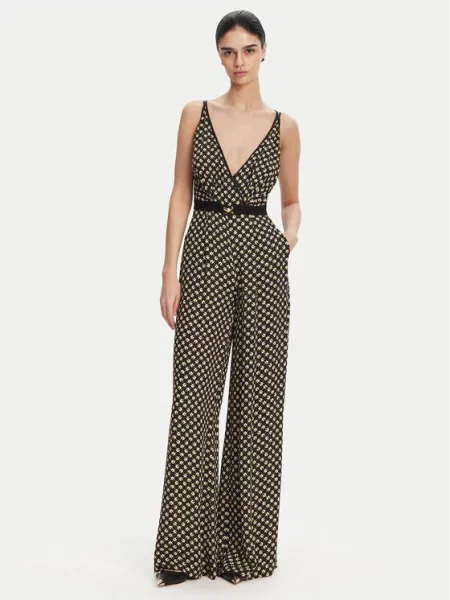 Elisabetta Franchi Kombinezony Kobieta Wielobarwność S Kombinezon z żorżety z nadrukiem w romby czarny