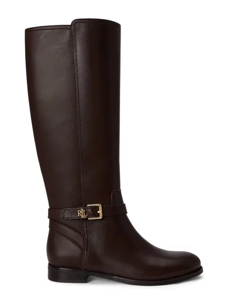 Lauren Ralph Lauren cizme cu plat pentru femei din piele întoarsă Brooke Tll 2 maro