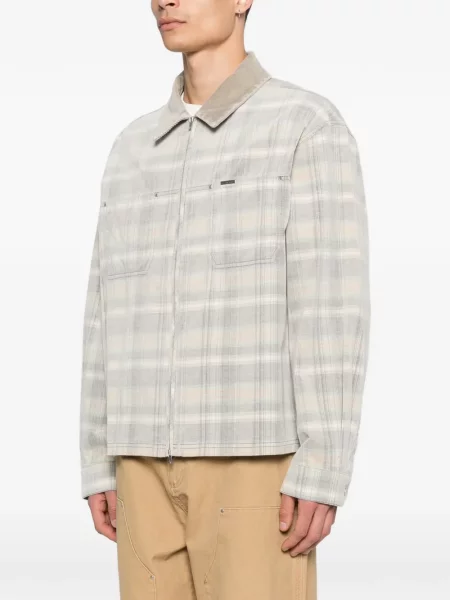 Manšestrová kostkovaná s límcem košile Represent šedá