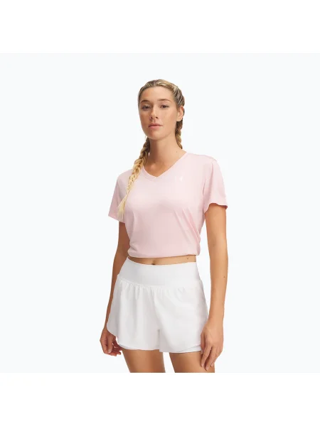 Tricou de antrenament pentru femei Under Armour Tech V-Twist prime pink/white alb