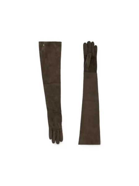Rękawiczki Max Mara zamszowe brązowe