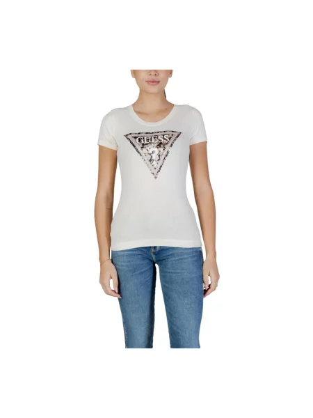 Koszulka Guess z nadrukiem z krótkim rękawem biała