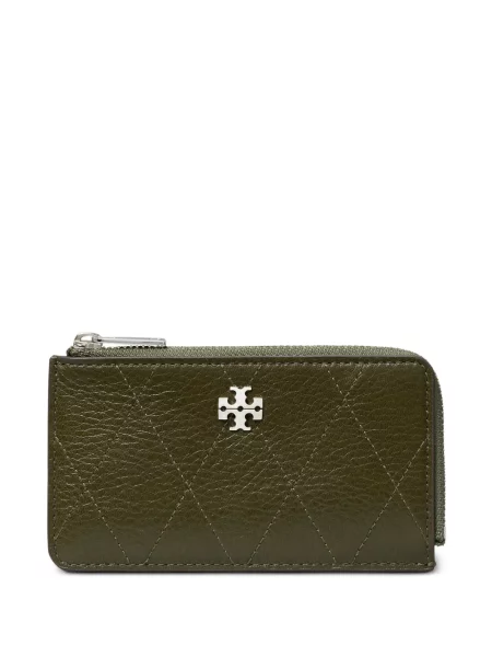 Matlasat portofel Tory Burch din piele verde