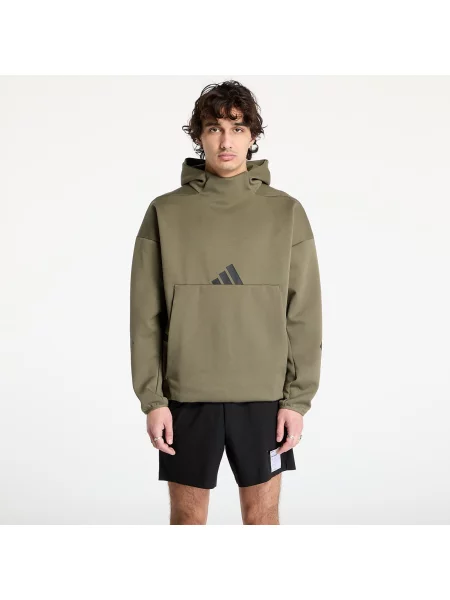 Суичър с качулка Adidas Originals с качулка с принт зелено