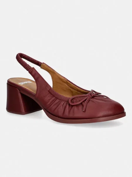 Pantofi cu toc Camper din piele bordo