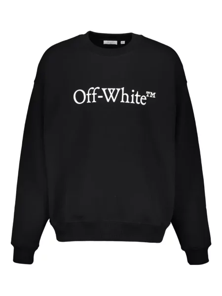 Lung hanorac Off-white cu autograf alb