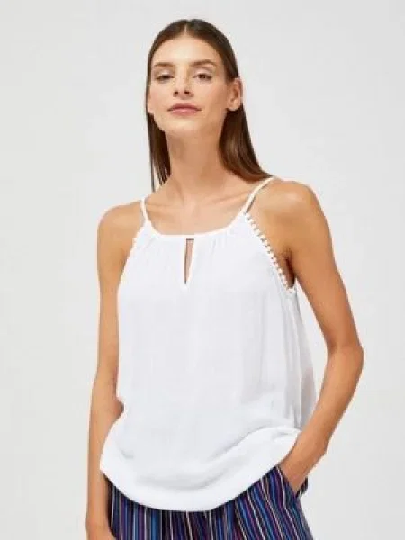 Top Marisse cu bretele alb