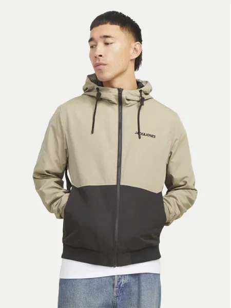 JACK & JONES Prechodná bunda JJERUSH svetlohnedá / čierna hnedá