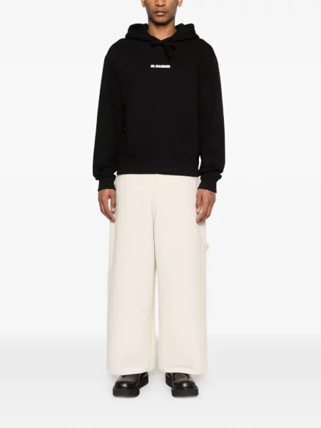 Hanorac cu glugă Jil Sander cu imagine negru