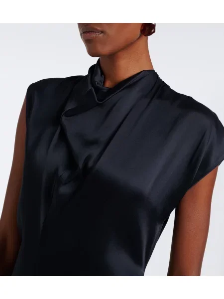 Rochie midi Victoria Beckham din satin drapată albastru