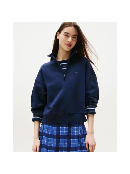 Bluza Tommy Jeans BXY Flag Half Zip Granatowa L niebieskie