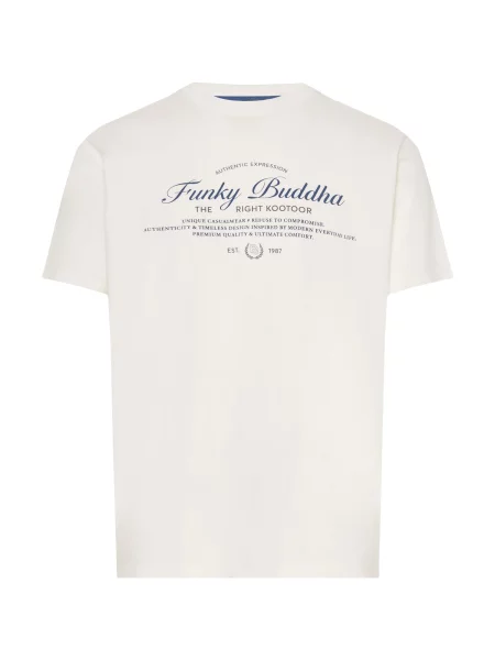 Funky Buddha Tricou ecru / bleumarin
