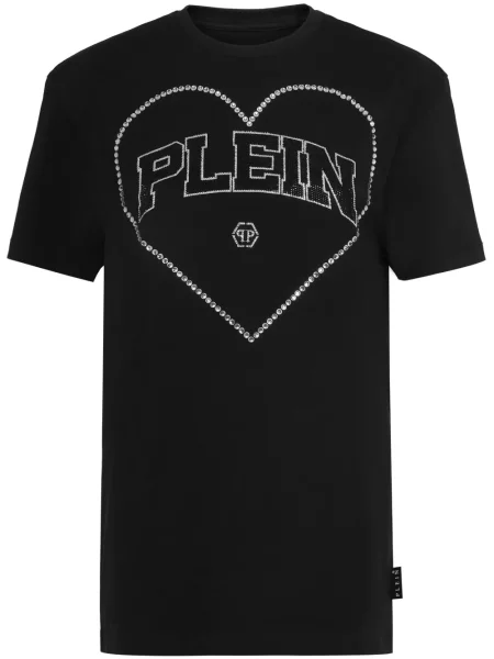 Tricou Philipp Plein cu motiv cu inimi negru