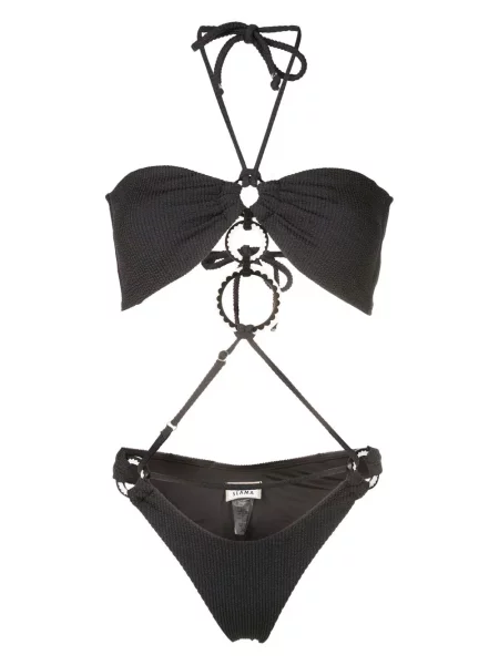 Costum de baie Amir Slama cu gât halter negru