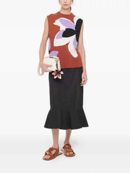 Vestă Plan C cu model floral tricotate maro
