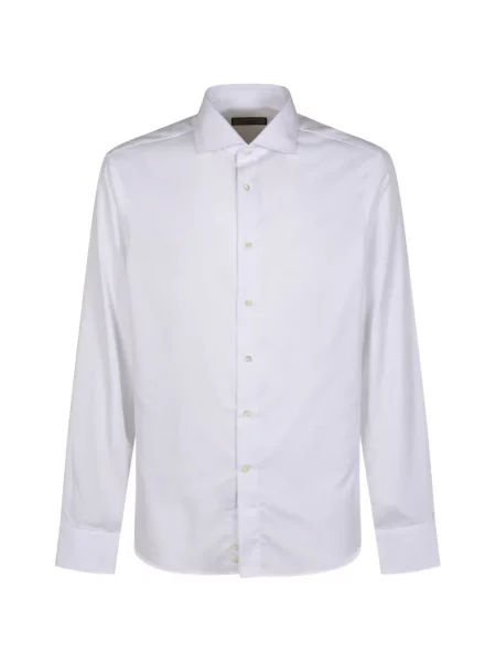 Gulerat cămașă Canali din țesătură twill alb
